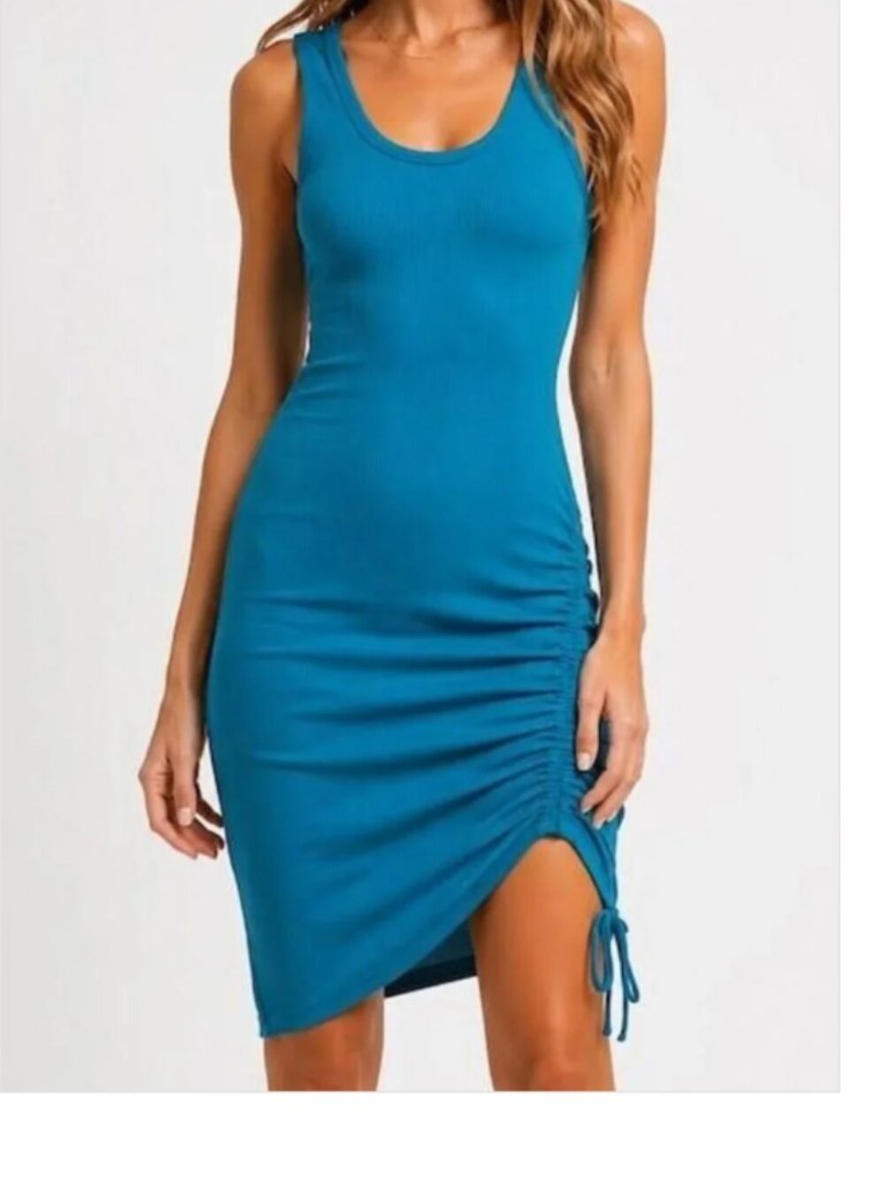 GSTQ Ribbed Sleeveless Bodycon Dress | teal Womens Size M - NWT
